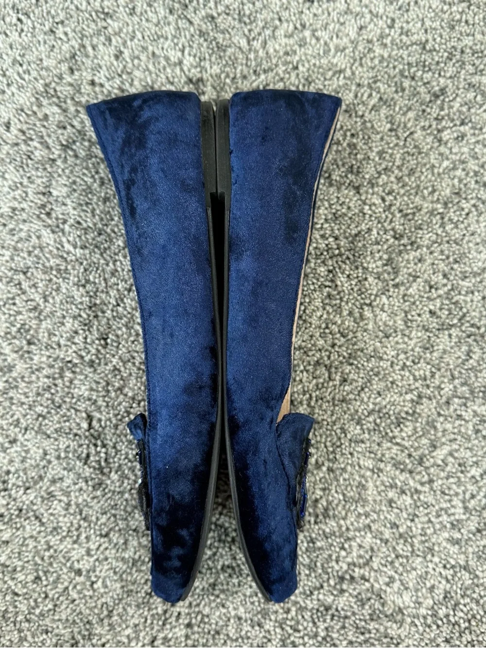 Pia Y Mila Blue Velvet Bee Embroidery Ballet Flats Whimsical Women’s 25.5 US 8.5